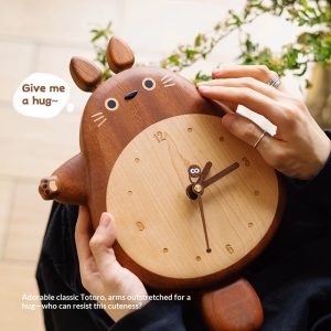 0-2 Totoro‑Inspired Wooden Wall Clock
