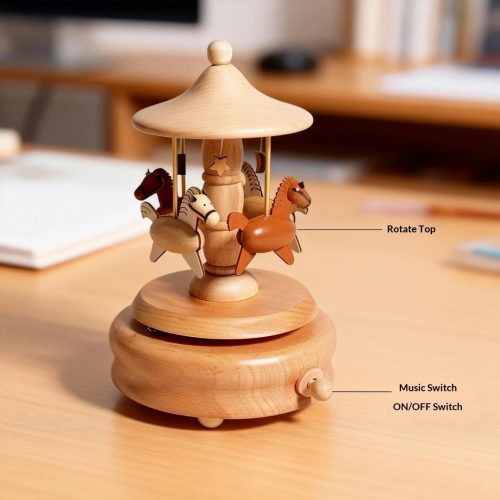 Wooden Carousel Music Box