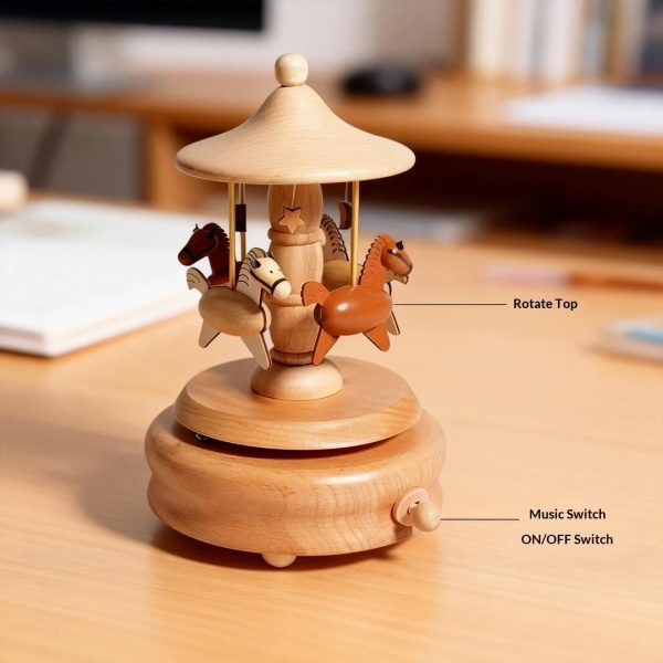 2-2 Wooden Carousel Music Box