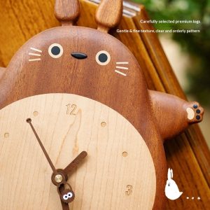 2-4 Totoro‑Inspired Wooden Wall Clock
