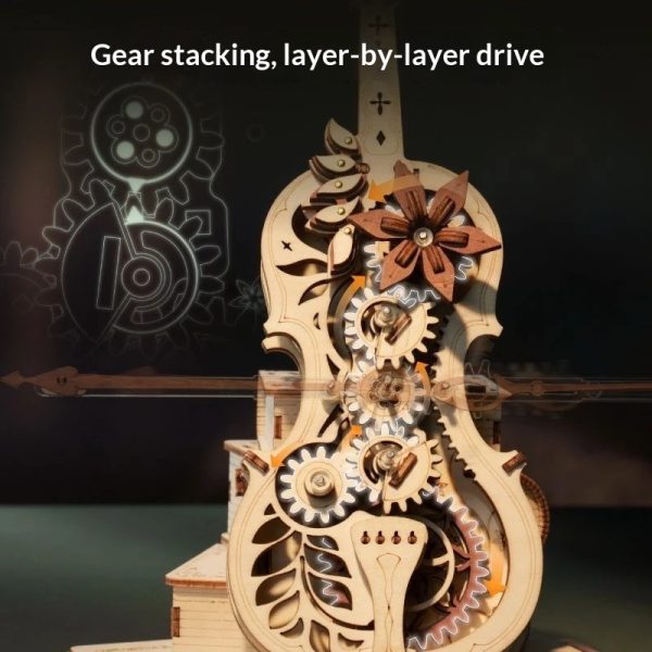 Mechanical Violin Steampunk Wooden Music Box - DIY 3D Puzzle Kit