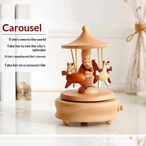 4-3 Wooden Carousel Music Box