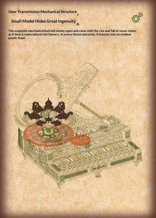 Ornate Grand Piano Music Box DIY Decor Gift