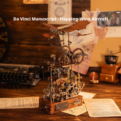 主图1 Da Vinci‑Inspired Ornithopter 3D Mechanical Model | Steampunk Kinetic Wooden & Metal Decor