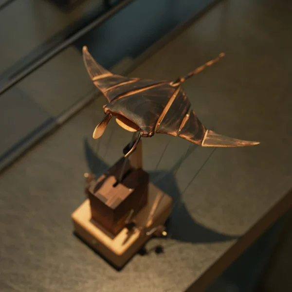 wooden manta ray automaton