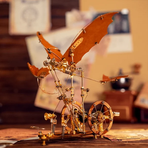 主图5 Da Vinci‑Inspired Ornithopter 3D Mechanical Model | Steampunk Kinetic Wooden & Metal Decor